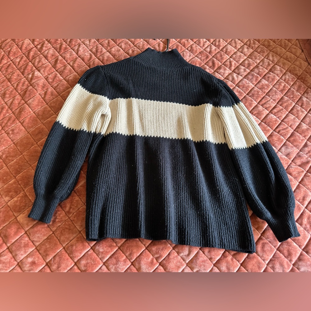Black and white mock neck sweater
